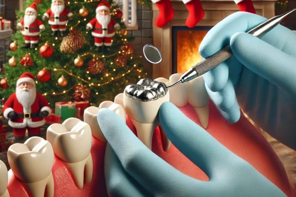 tooth filling prototype in Dental office during Christmas